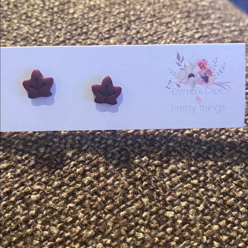 Maple Leaf Stud Earrings Handmade